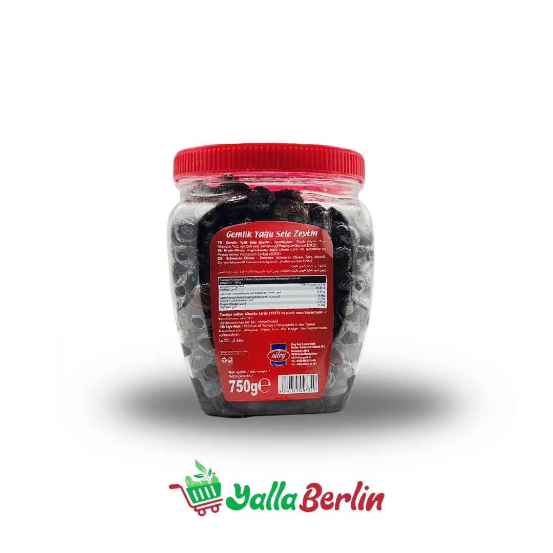 Nilay Gemlik Schwarze Oliven mit Öl 750 gr