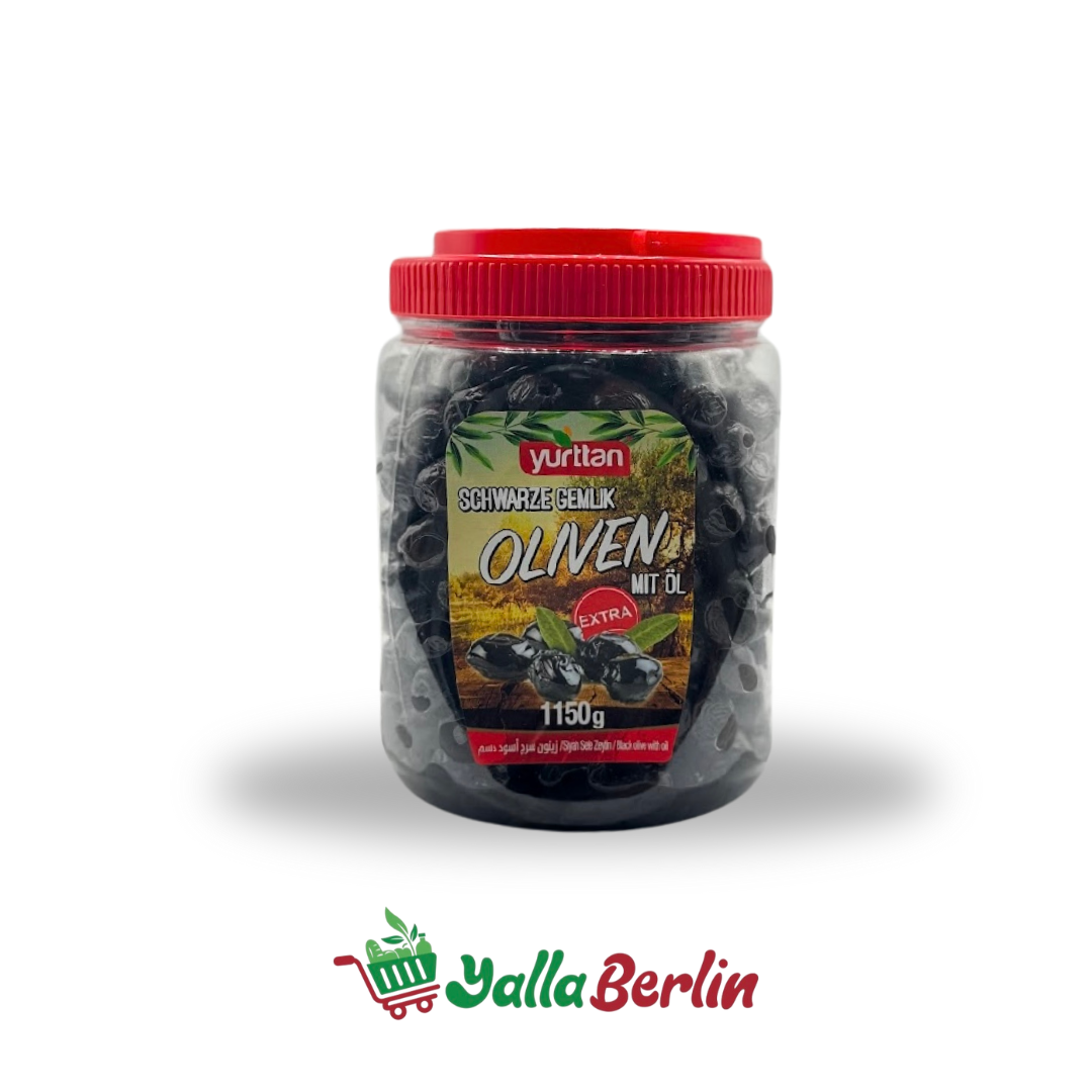 Yurttan SCHWARZE OLIVEN MIT ÖL 1150 Gr