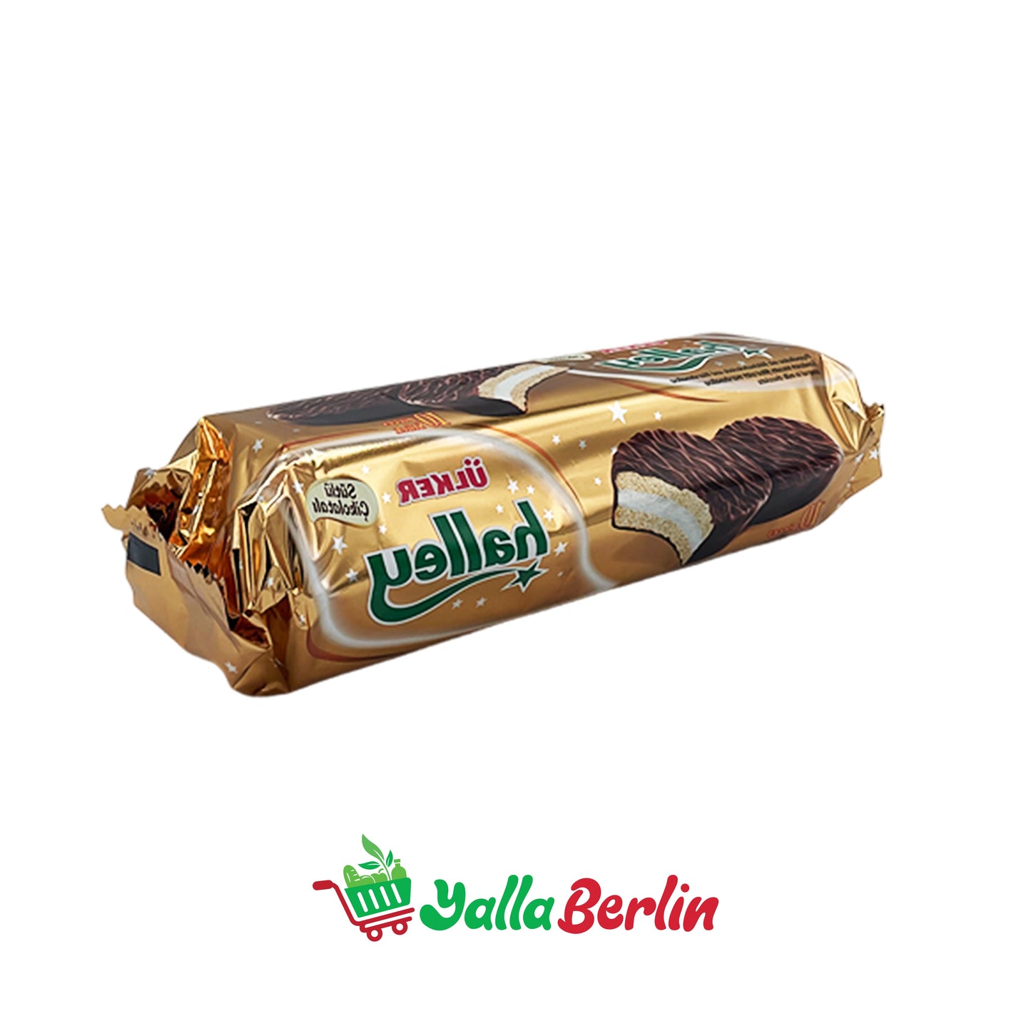 ÜLKER HALLEY KEKSE, GEFÜLLT MIT CREME UND IN SCHOKOLADE GETAUCHT, 8 STÜCK.