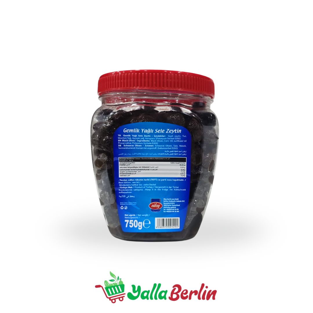 Nilay Gemlik Schwarze Oliven mit Öl 750 gr