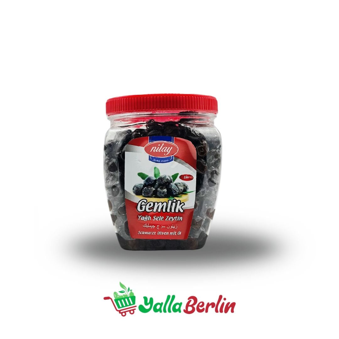 Nilay Gemlik Schwarze Oliven mit Öl 750 gr