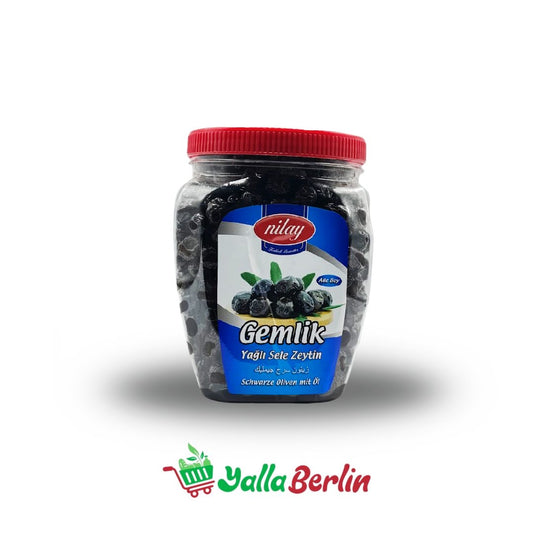 Nilay Gemlik Schwarze Oliven mit Öl 1150 gr