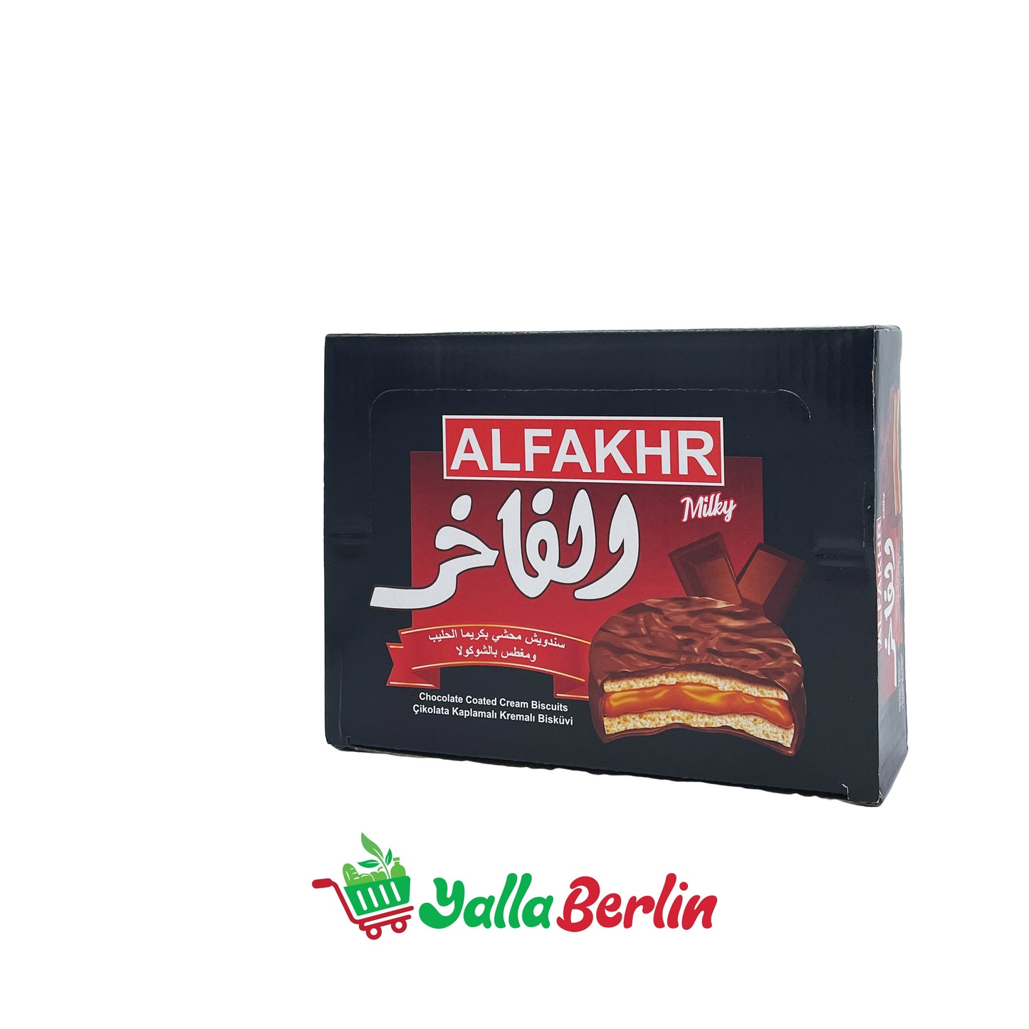 AL FAKHER SANDWICHES FILLED WITH MILK CREAM AND DIPPED IN CHOCOLATE.