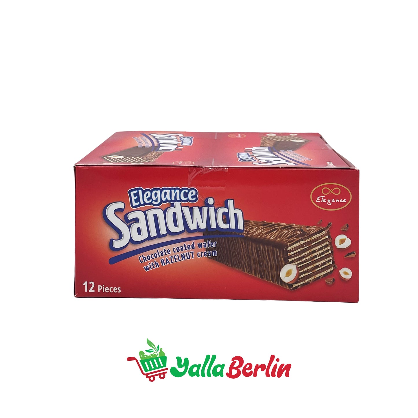 ELEGANCE SANDWICHES, FILLED WITH HAZELNUT CREAM AND DIPPED IN CHOCOLATE.