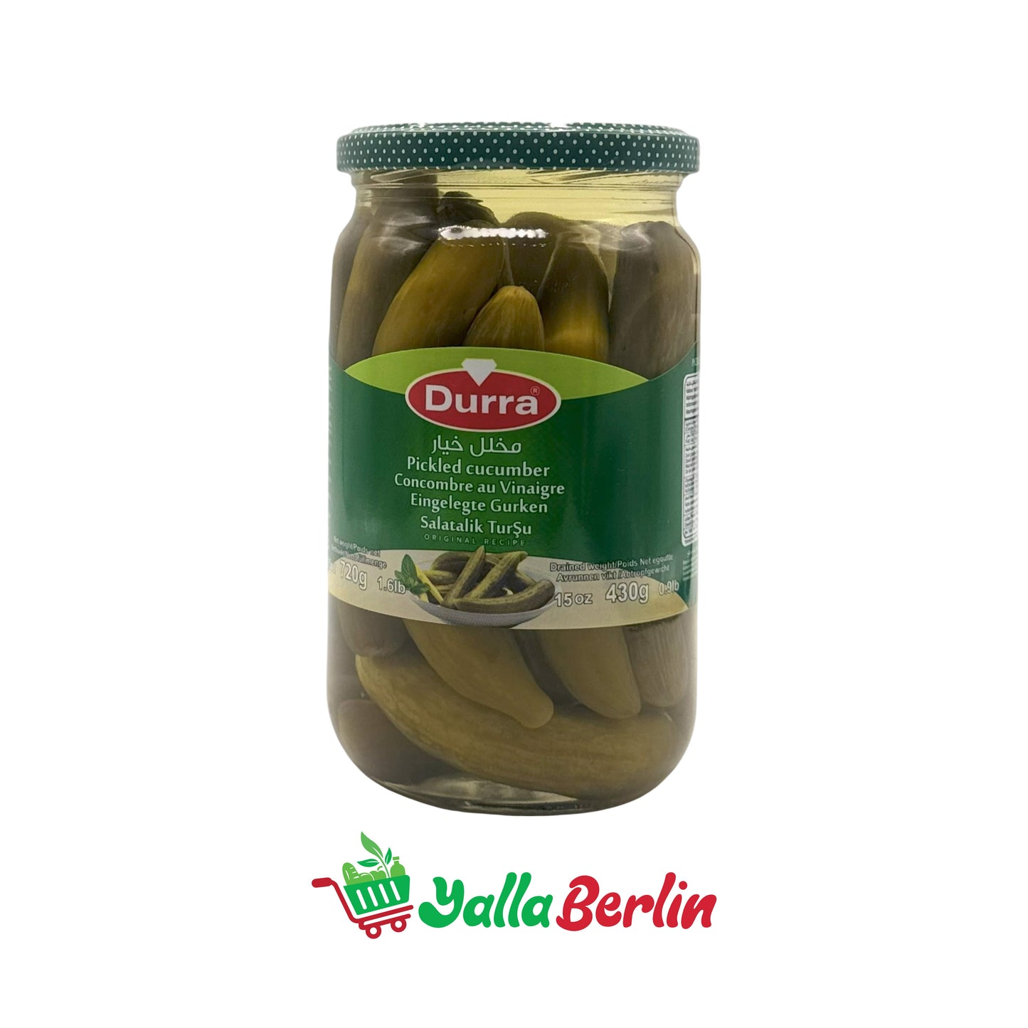 DURRA PICKLED CUCUMBERS IN BRINE (430 Gr)