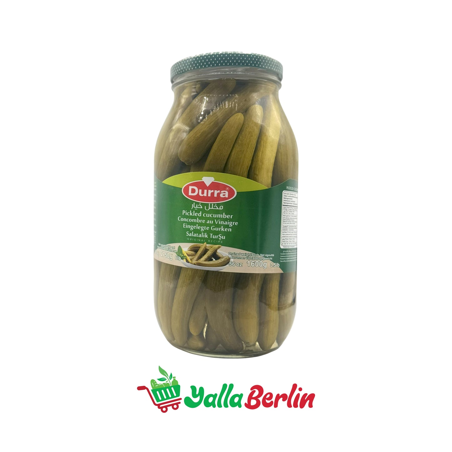 DURRA PICKLED CUCUMBERS IN BRINE (1600 Gr)