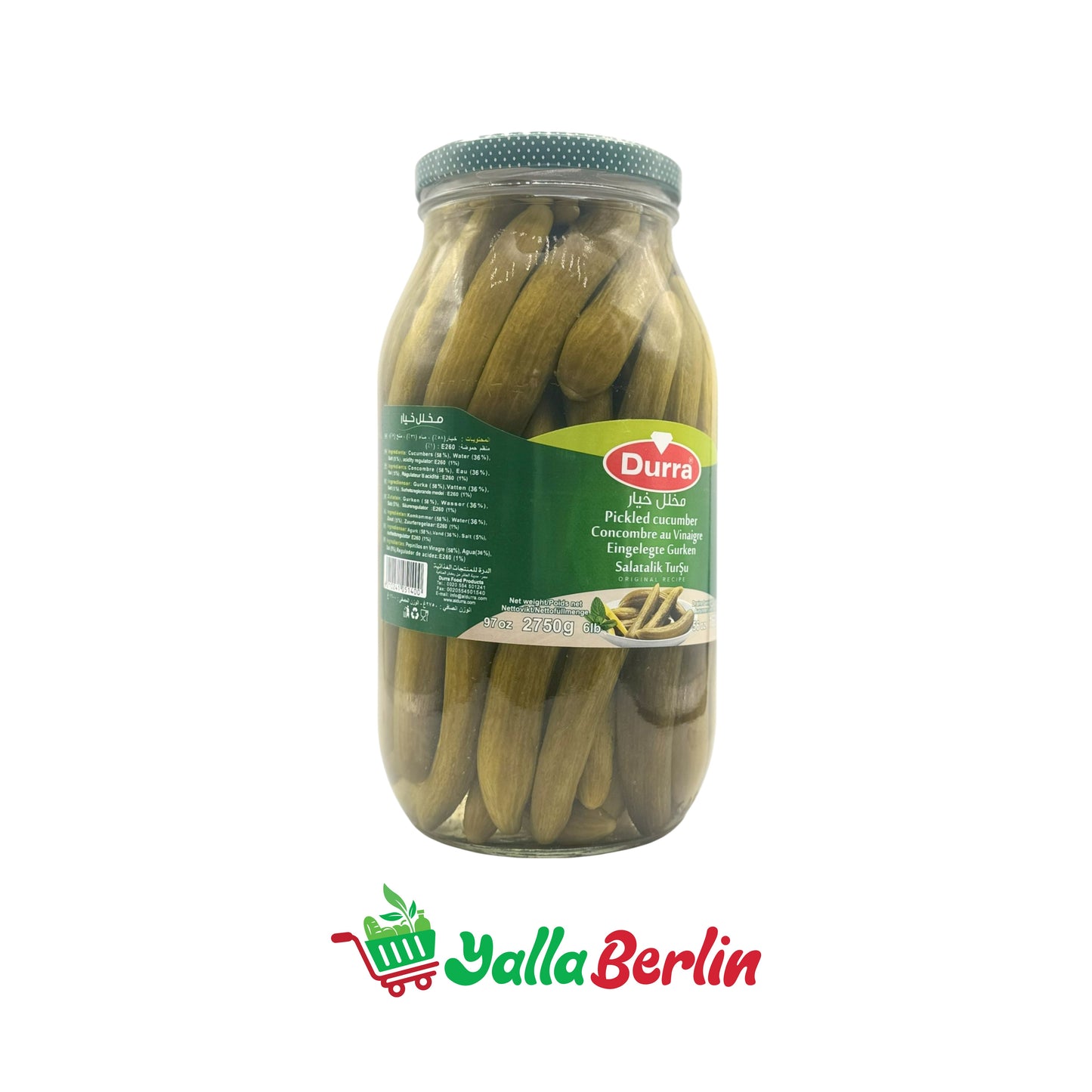 DURRA PICKLED CUCUMBERS IN BRINE (1600 Gr)