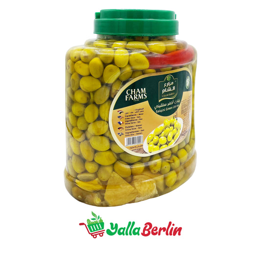 CHAM FARMS GRÜNE SALKINI OLIVEN 2000 Gr Netto