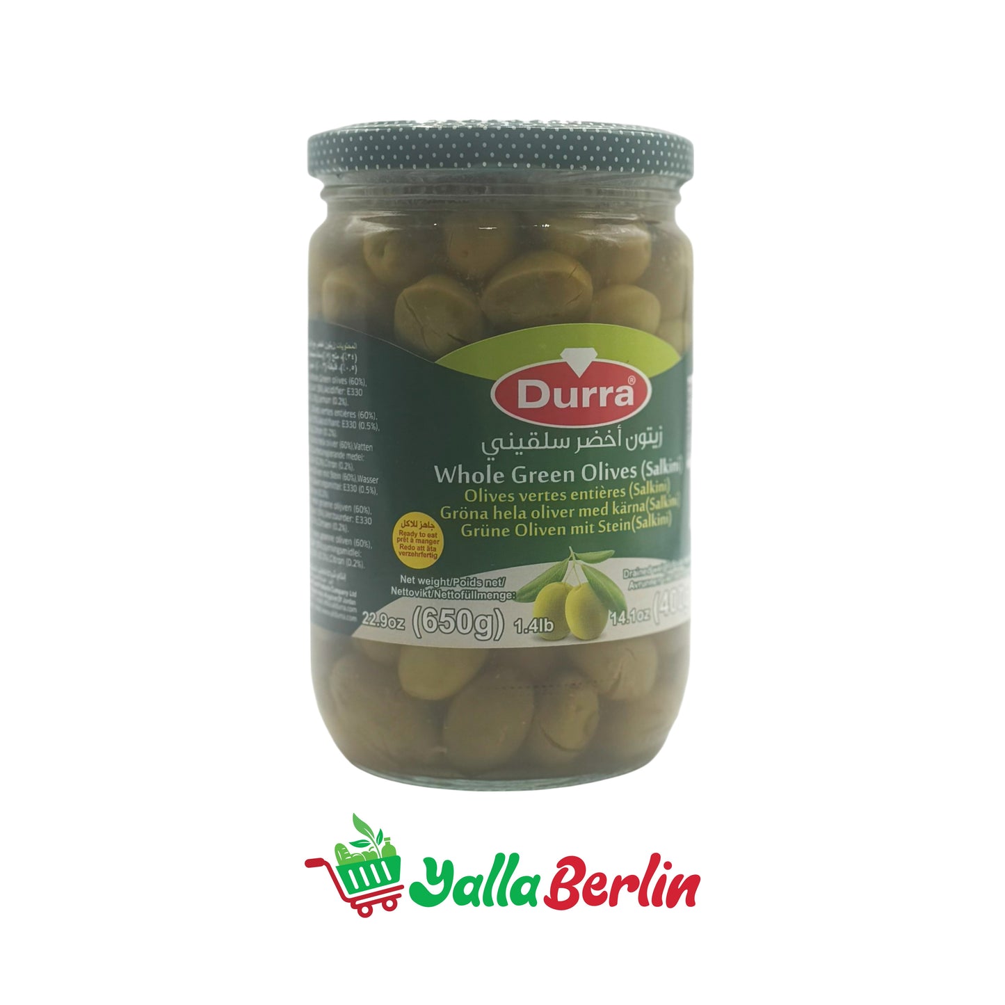 DURRA GREEN OLIVES / SALQINI (400 gr)